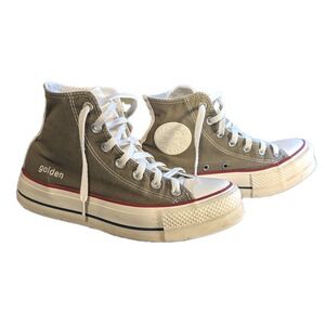 Custom "Golden" Platform Converse High Tops | Earthy Olive | US 7 Women/US 5 Men